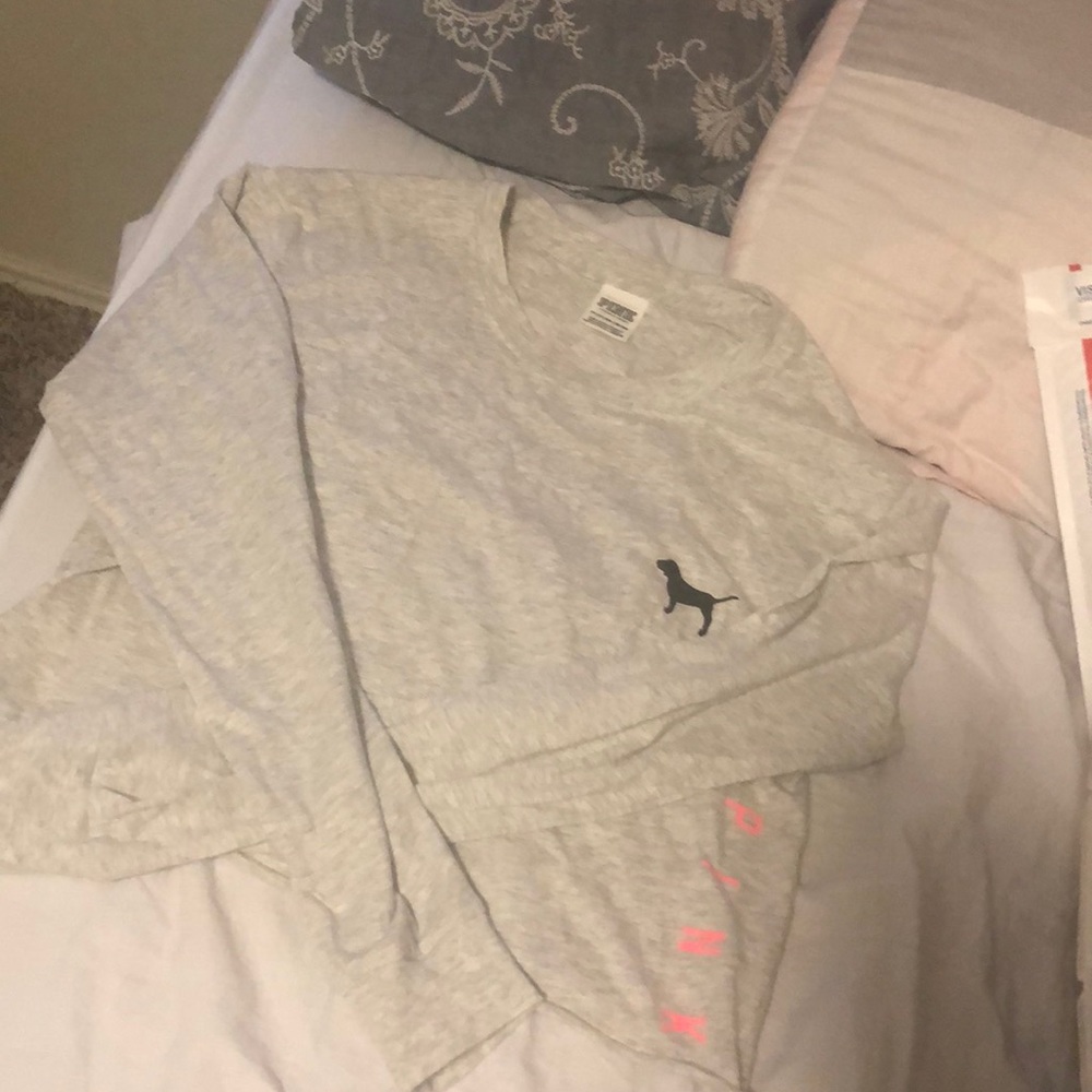 Pink cropped palm tree shirt